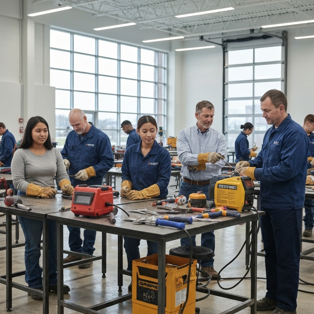 Skilled trades training workshop with hands-on learning